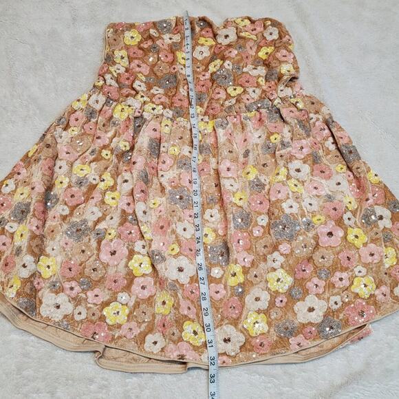NWT Cider Beige Velvet Sequin Flowers Romantic Spring Strapless Mini Dress 3XL - Picture 11 of 16